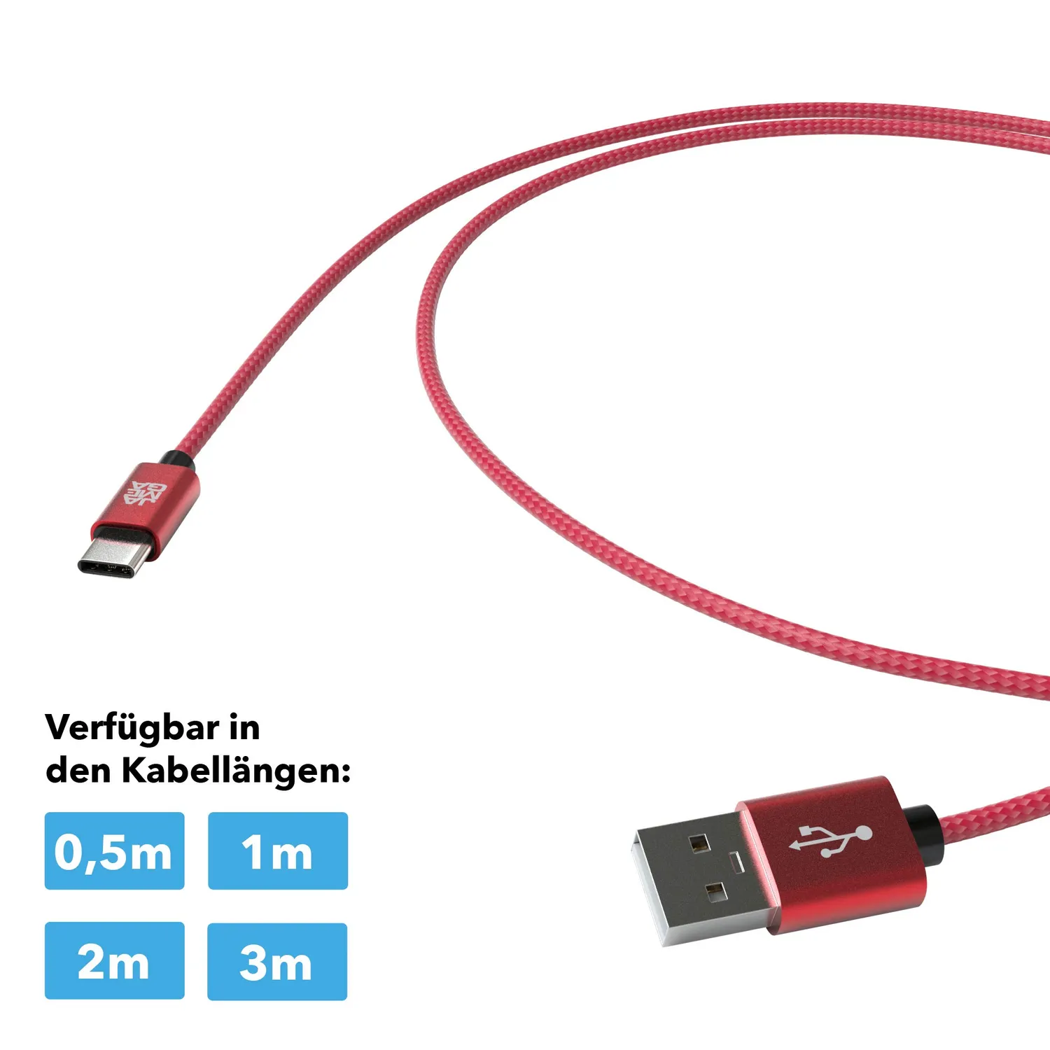 Jamega USB-C Kabel Rot 4er Pack Nylon 3A Set