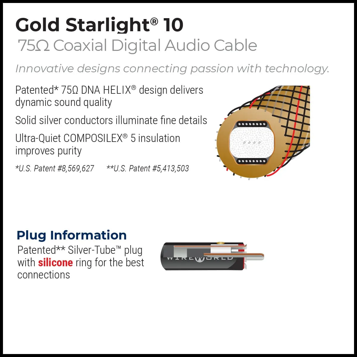 WireWorld Gold Starlight 10 Koaxialkabel Cinch 1,0 m 75 Ohm