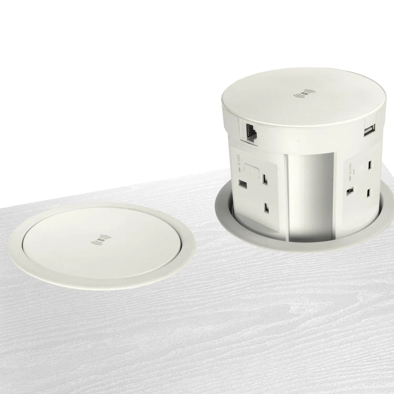 Kenable Pop-Up Tischsteckdose UK 4-fach mit USB Qi HDMI