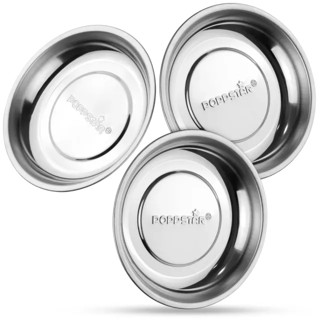 Poppstar 3 Magnetschalen Edelstahl 150mm 3er Set rund