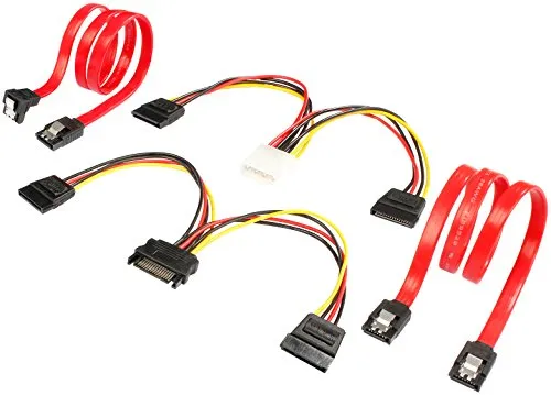 Poppstar SATA 3 Kabel-Set rot 50cm + Y-Stromadapter