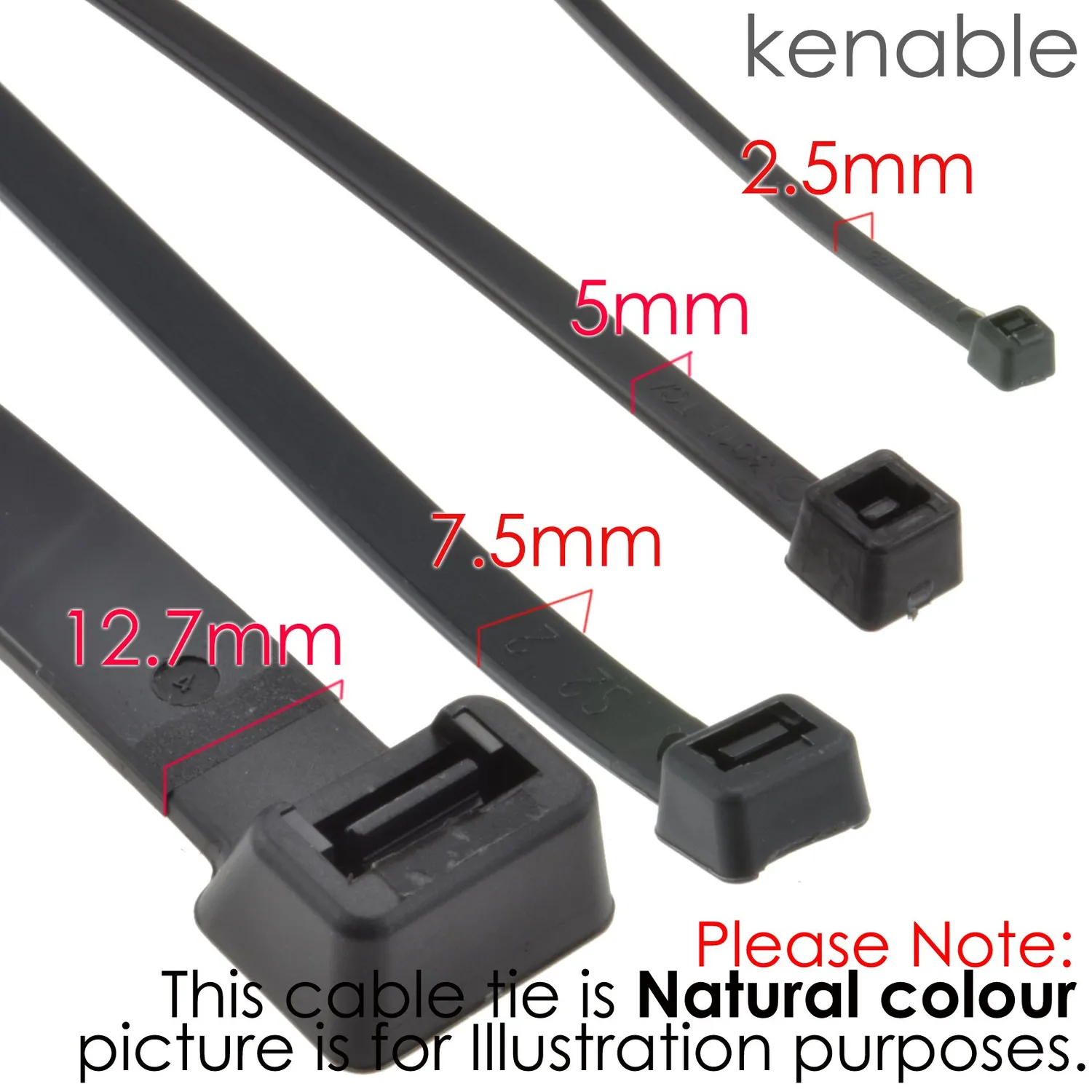 Kenable Kabelbinder 300mm x 12,7mm weiß 100 Stück extrastark