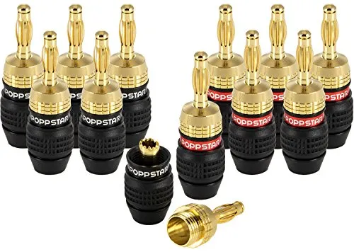 Poppstar Deadbolt High End Bananenstecker 12er Set 24k vergoldet