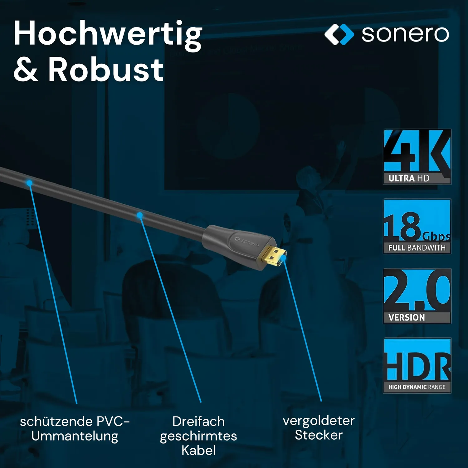 Sonero X-PHC030 Micro HDMI Kabel 1,5m 4K schwarz