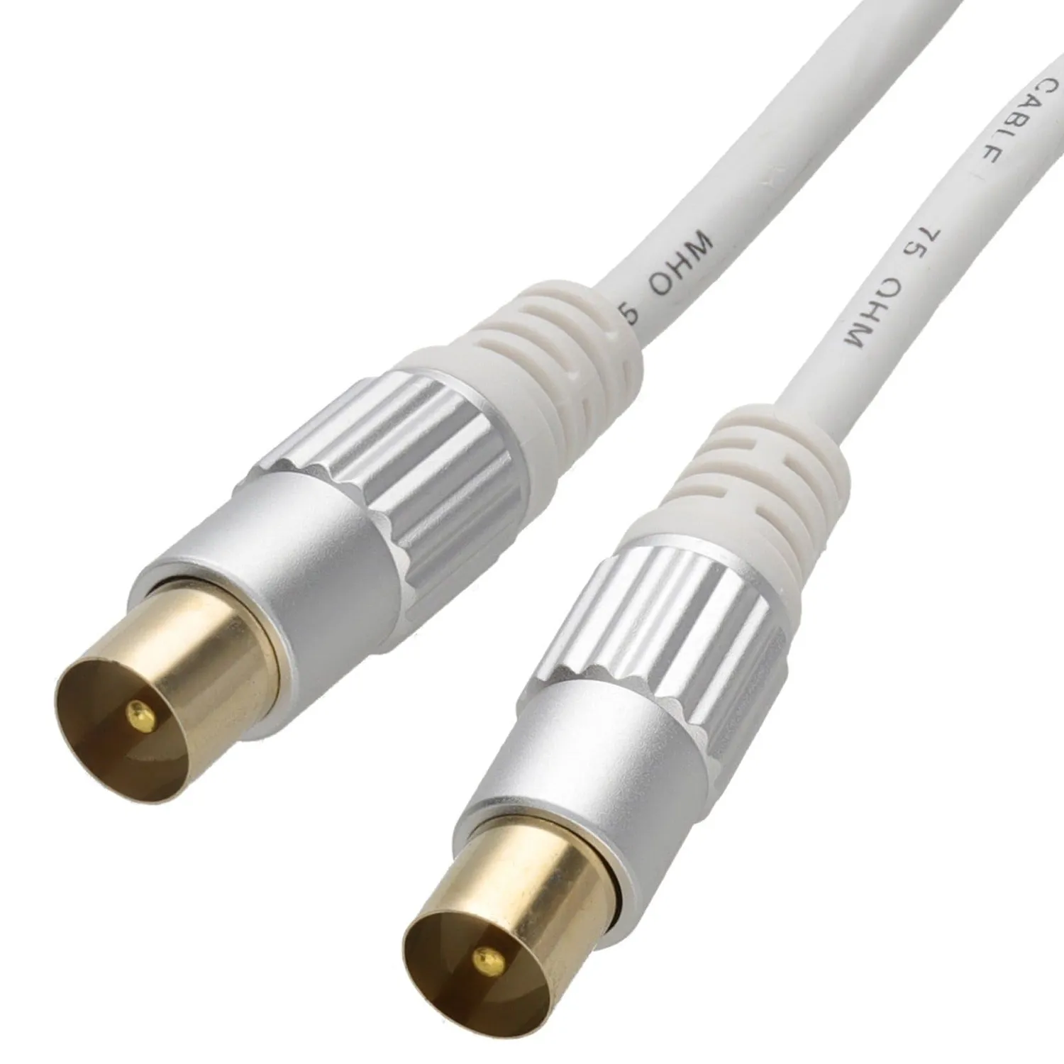 Kenable RF Antennenkabel 90° gewinkelt 1m weiß Gold