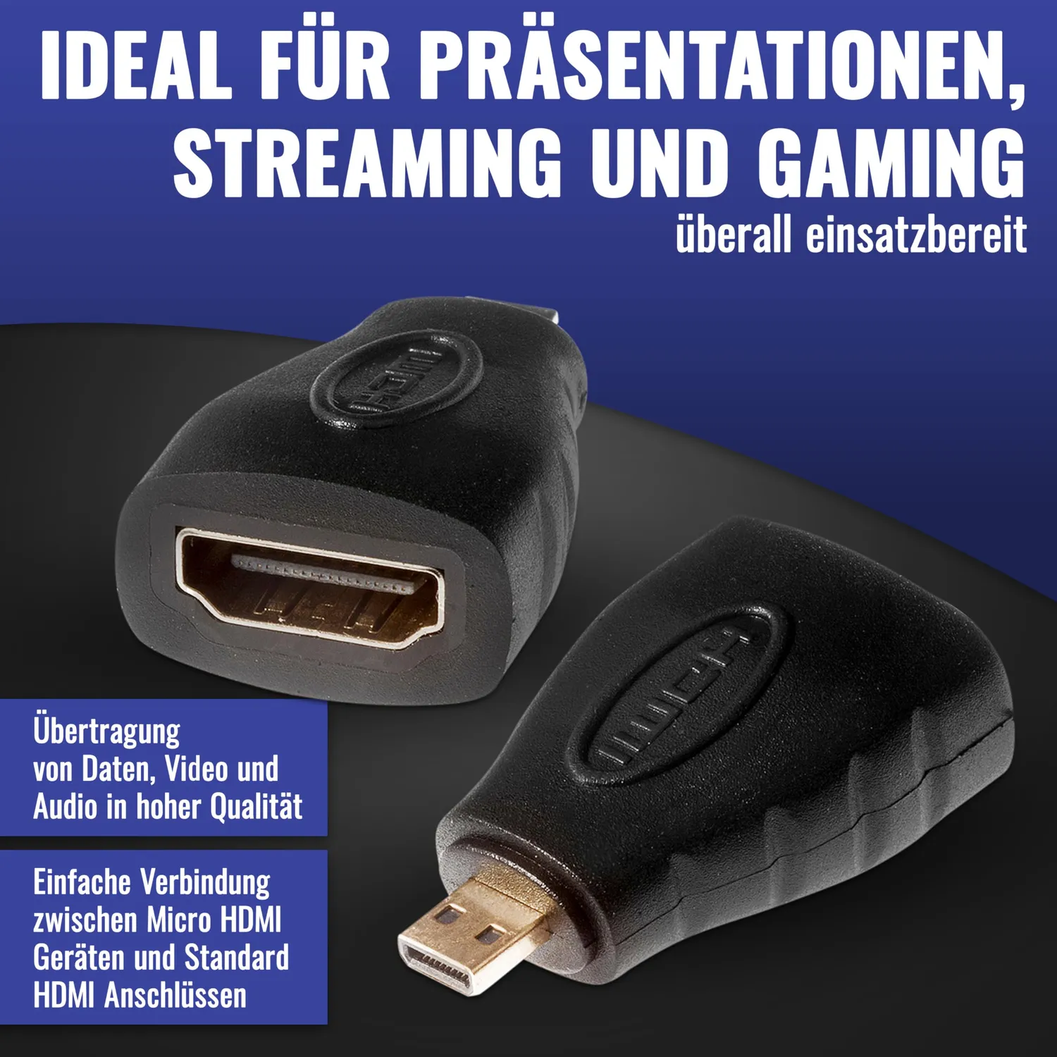 Poppstar Micro HDMI Adapter Stecker-Buchse 4K 1 Stück