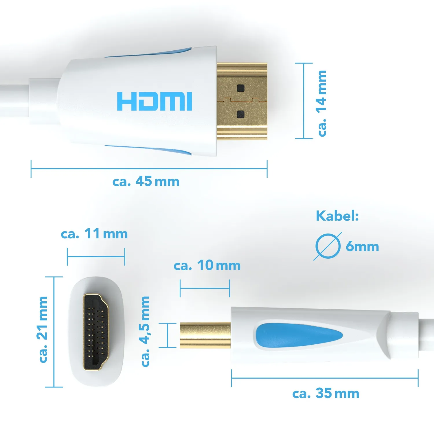 Jamega HDMI-Kabel 2.0 3 m weiß 4K 60 Hz 18 Gbit/s