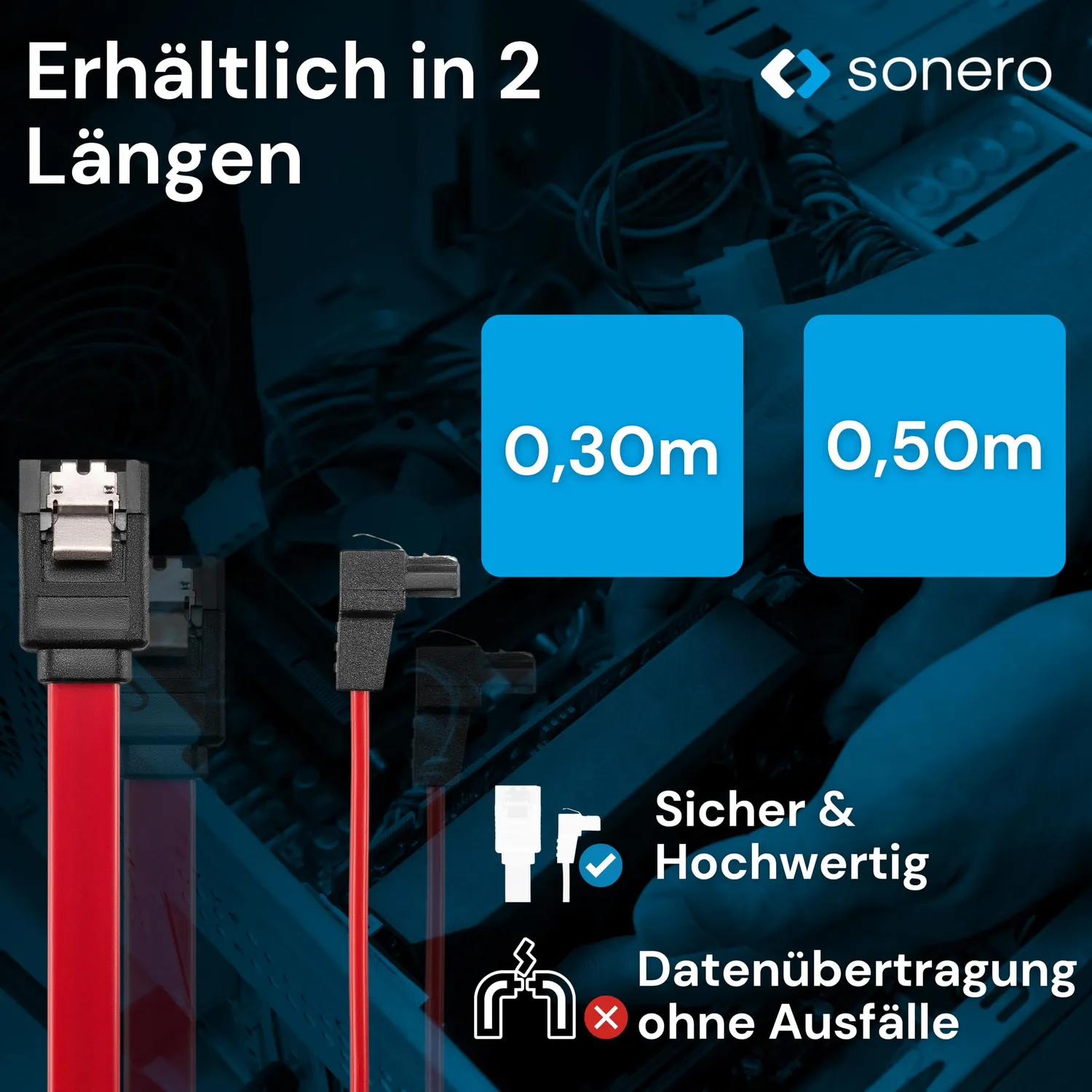 Sonero X-SATA020-050R SATA III Kabel 0,5m rot gewinkelt