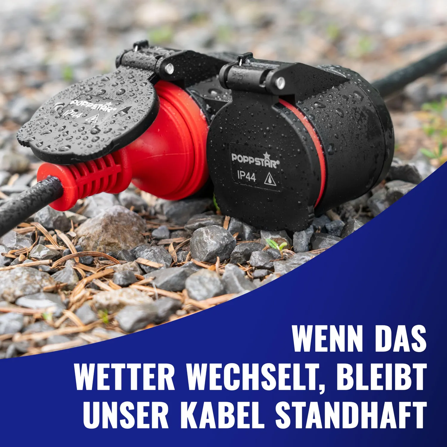 Poppstar Verlängerungskabel Outdoor 3m IP44 Doppelsteckdose