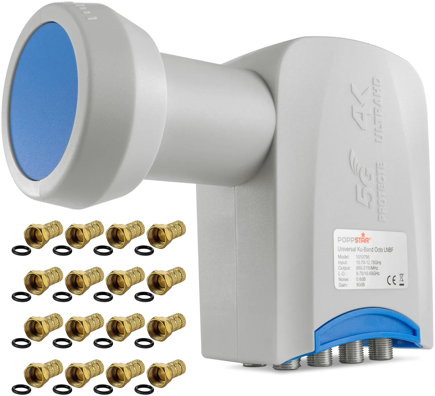 Poppstar Quad LNB 4-Fach Set mit F-Stecker