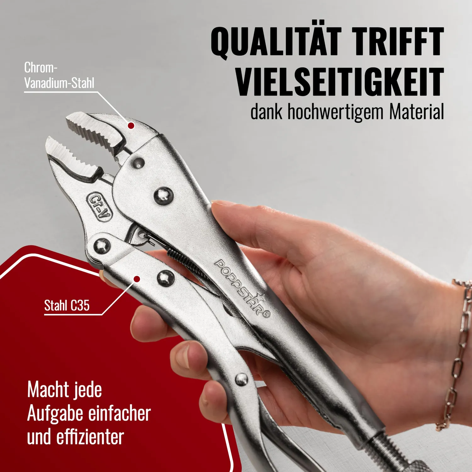 Poppstar Universal-Gripzange 225 mm Feststellzange Chrom-Vanadium
