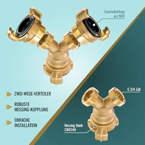 Poppstar Y-Verteiler 3/4 Zoll Messing 2-Wege Bajonett