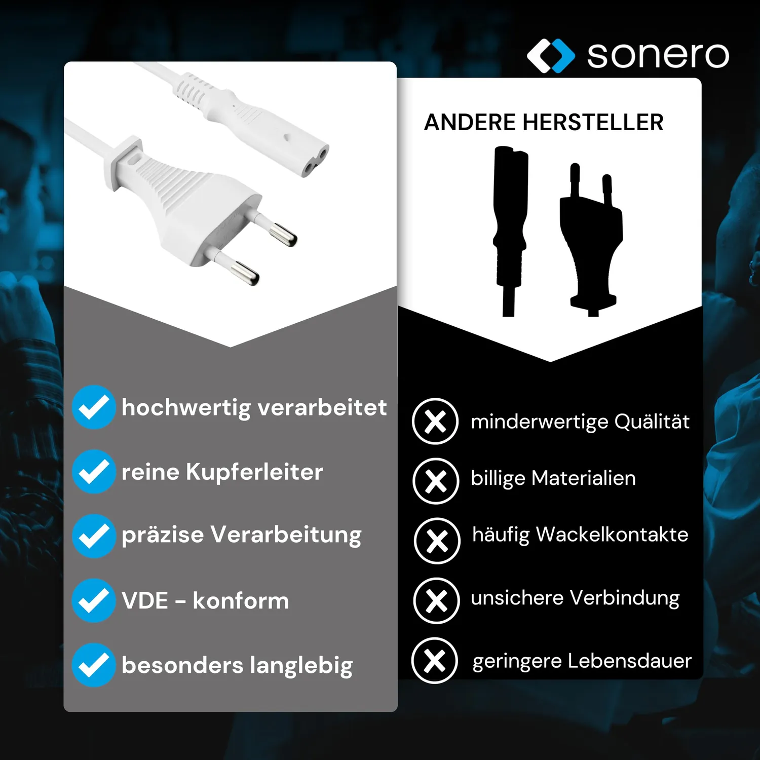 Sonero Euro C7 Stromkabel 3m weiß Netzkabel