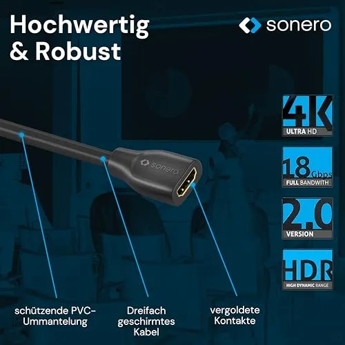 Sonero X-PHC040-015 HDMI Verlängerungskabel 1,5 m 4K