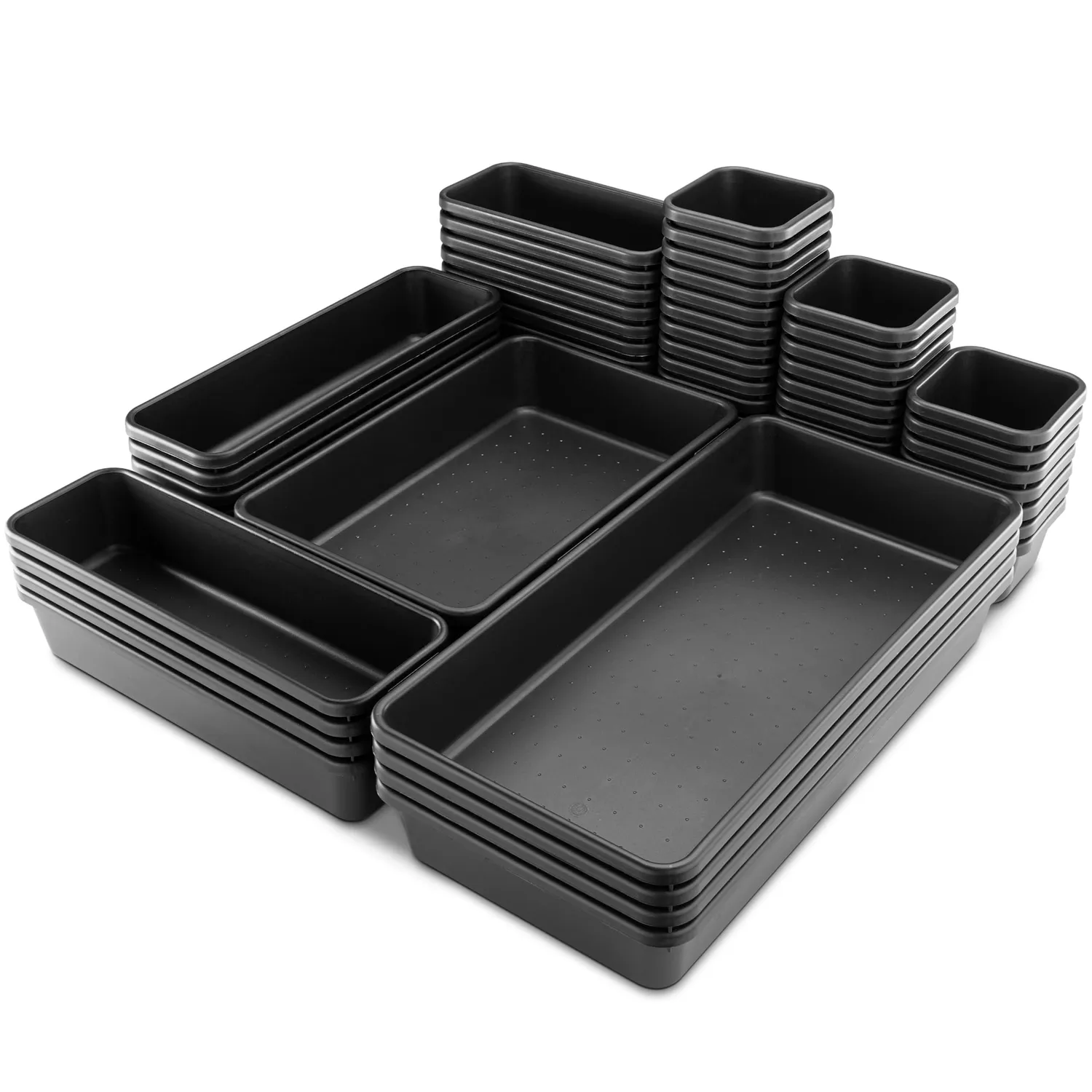 Poppstar Schubladen-Organizer 46tlg schwarz Kunststoff
