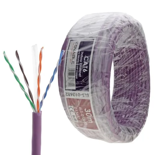 Kenable Cat6 Netzwerkkabel Rolle 30m violett OFC LSZH