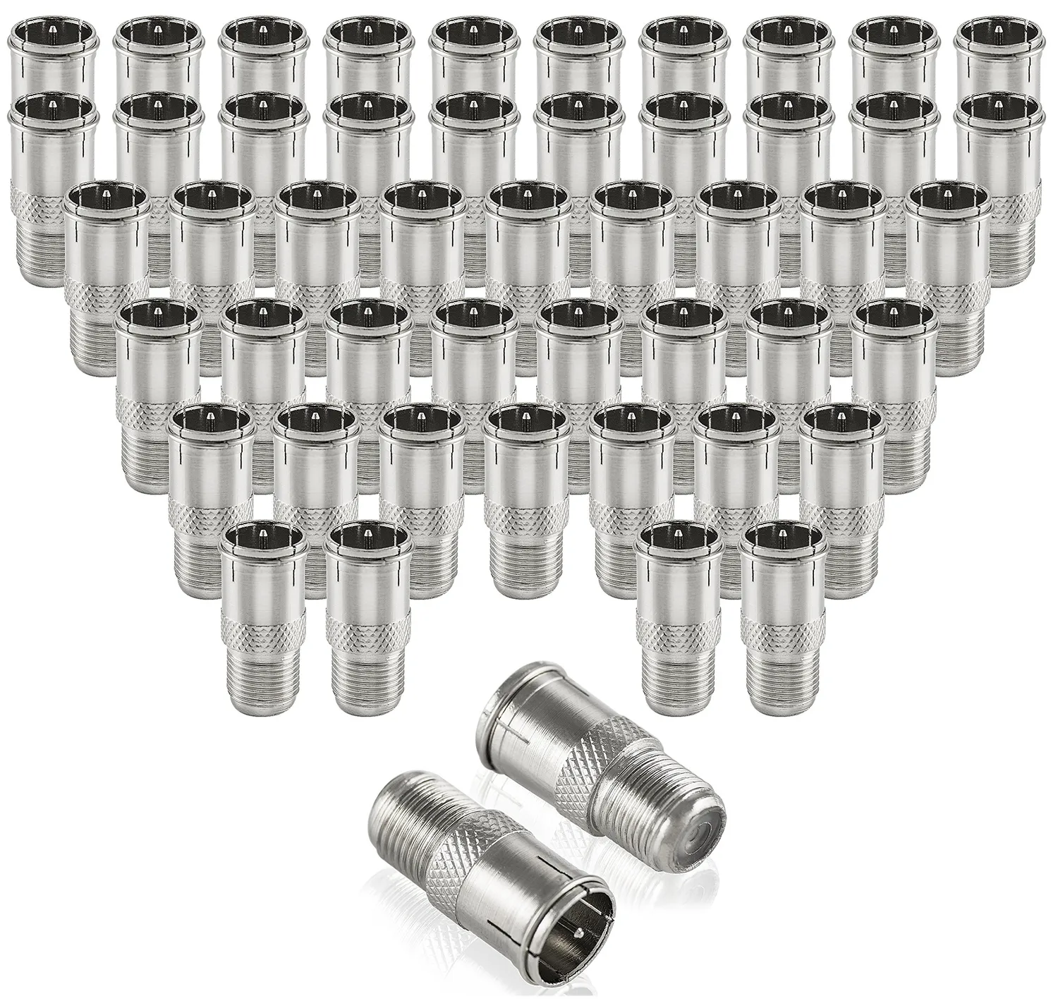 Poppstar F-Quickstecker SAT Kupplung 2 Stück silbern