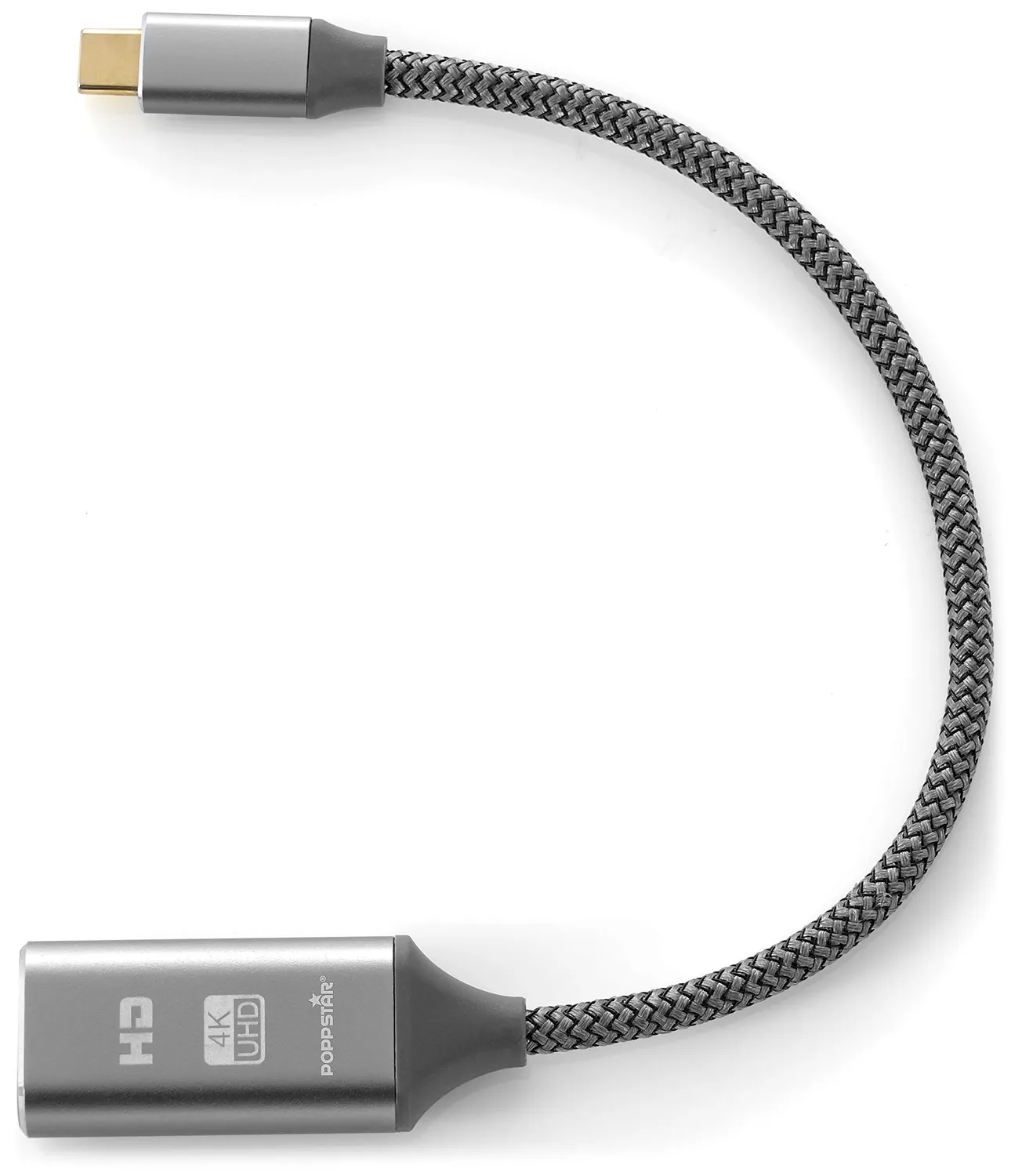 Poppstar USB-C auf HDMI 2.0 Adapterkabel 20 cm grau