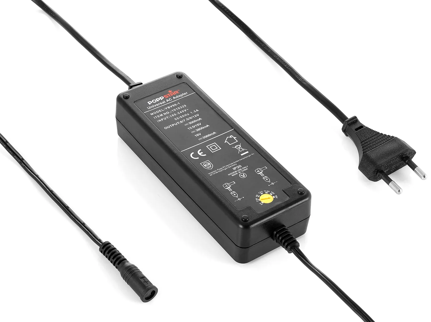 Poppstar Universal Netzteil 6-16V 5A 2,5 m 8 Stecker