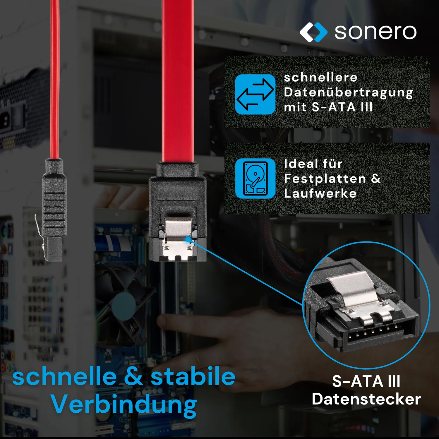 Sonero X-SATA010-050R SATA-Kabel 0,5m 6Gb/s rot