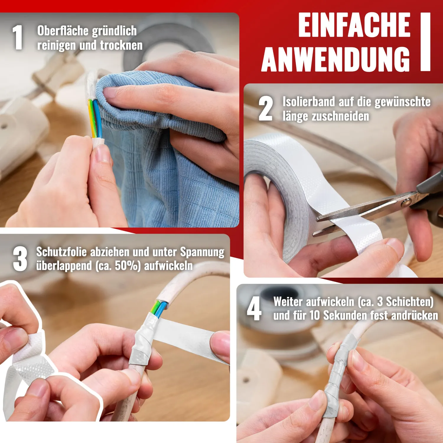 Poppstar Isolierband selbstverschweißend 10 m weiß