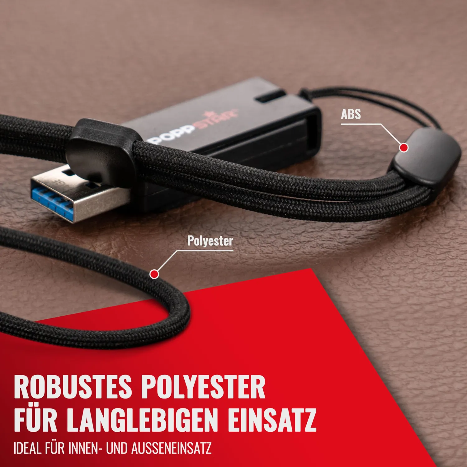 Poppstar Verstellbare Handschlaufe Trageschlaufe 1x schwarz