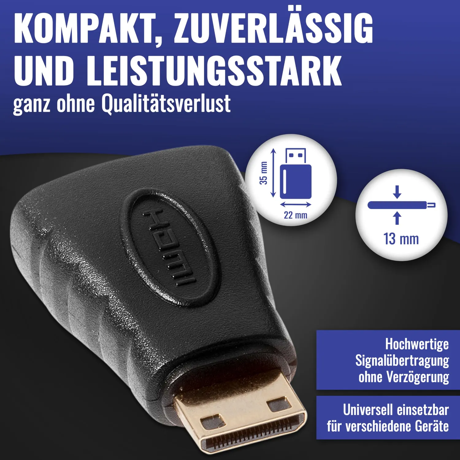 Poppstar HDMI Adapter Mini-HDMI-Stecker 1 Stück 4K