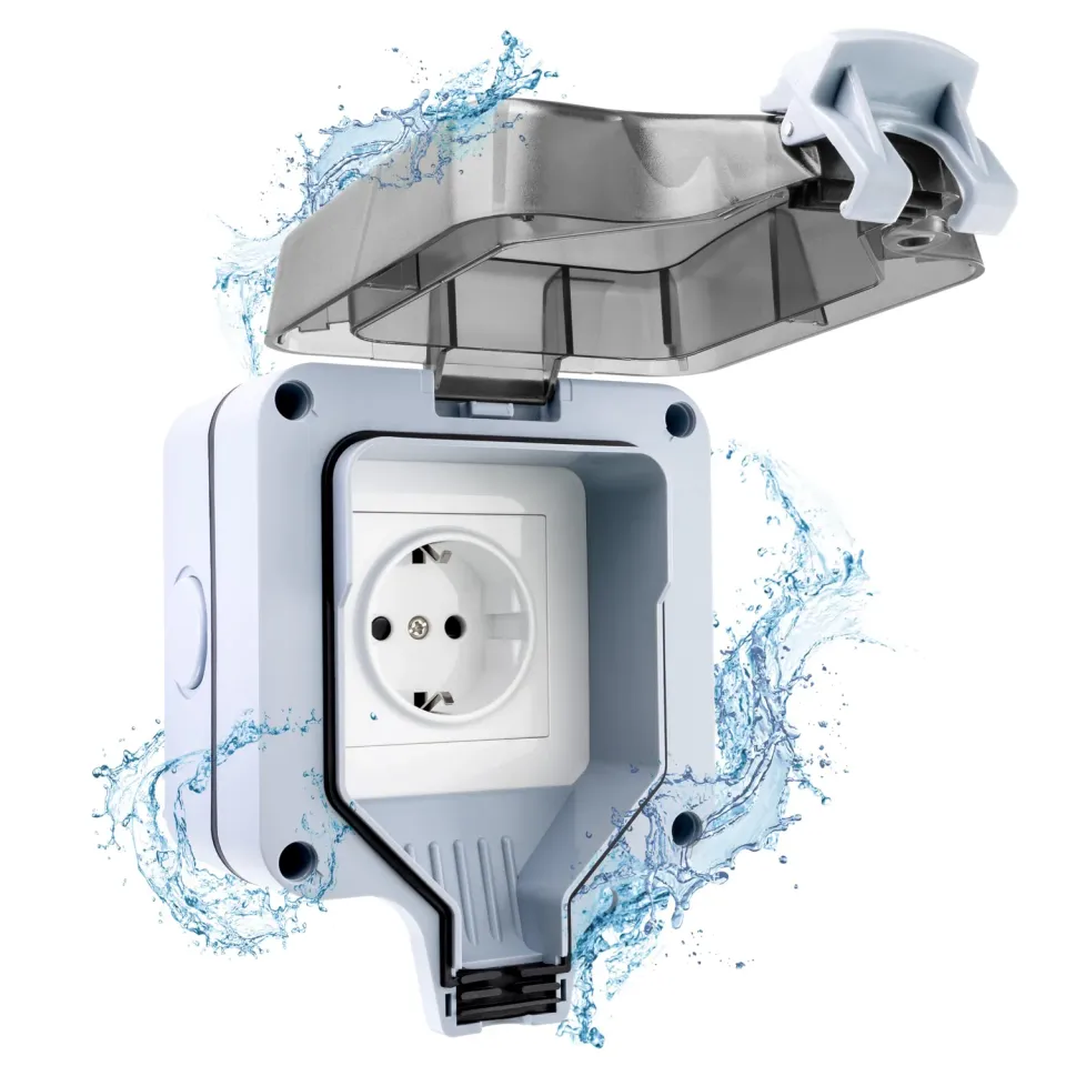 Poppstar Außensteckdose IP66 1-fach grau schaltbar