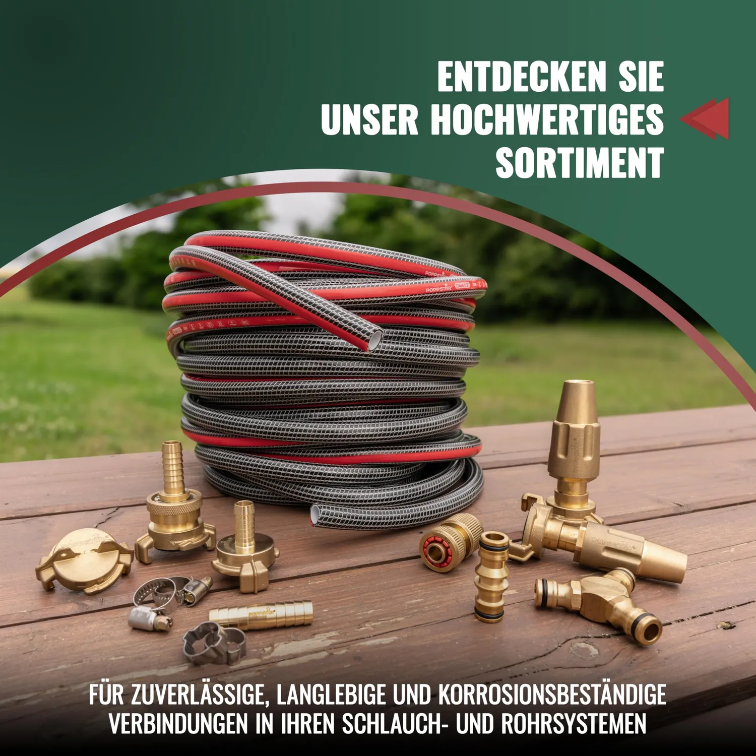 Poppstar PVC Gartenschlauch 25m 1/2 Zoll 4-lagig