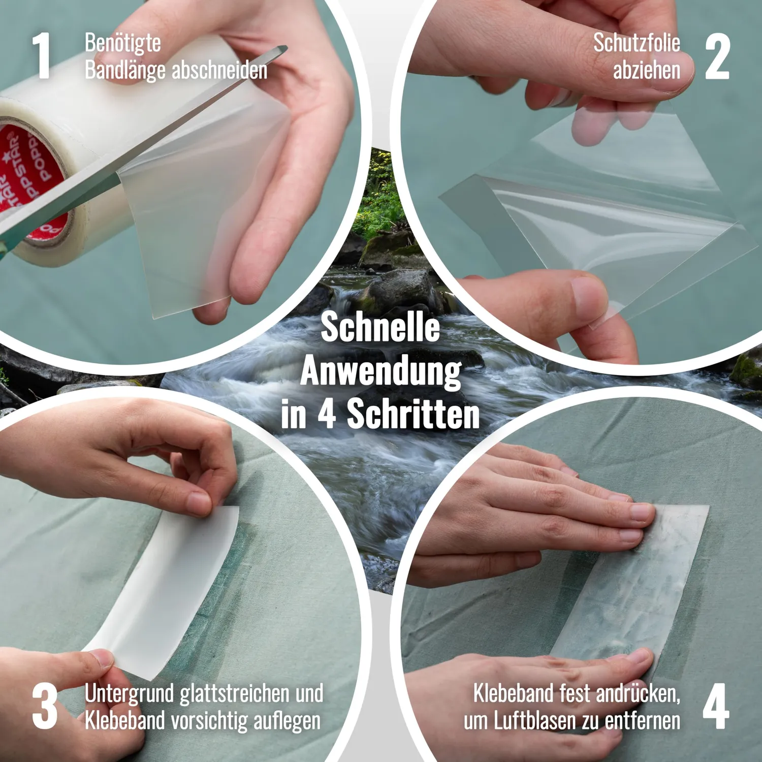 Poppstar TPU Reparatur-Tape transparent 10m