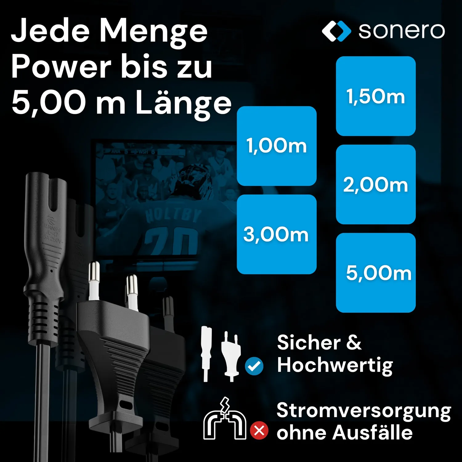 Sonero X-ESG-C7G-015B Netzkabel 1,5m schwarz Euro-C7