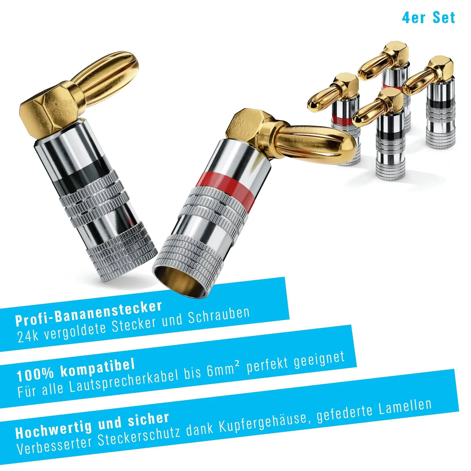 Sonero S-SC090-04 Bananenstecker 4er-Set 90° vergoldet