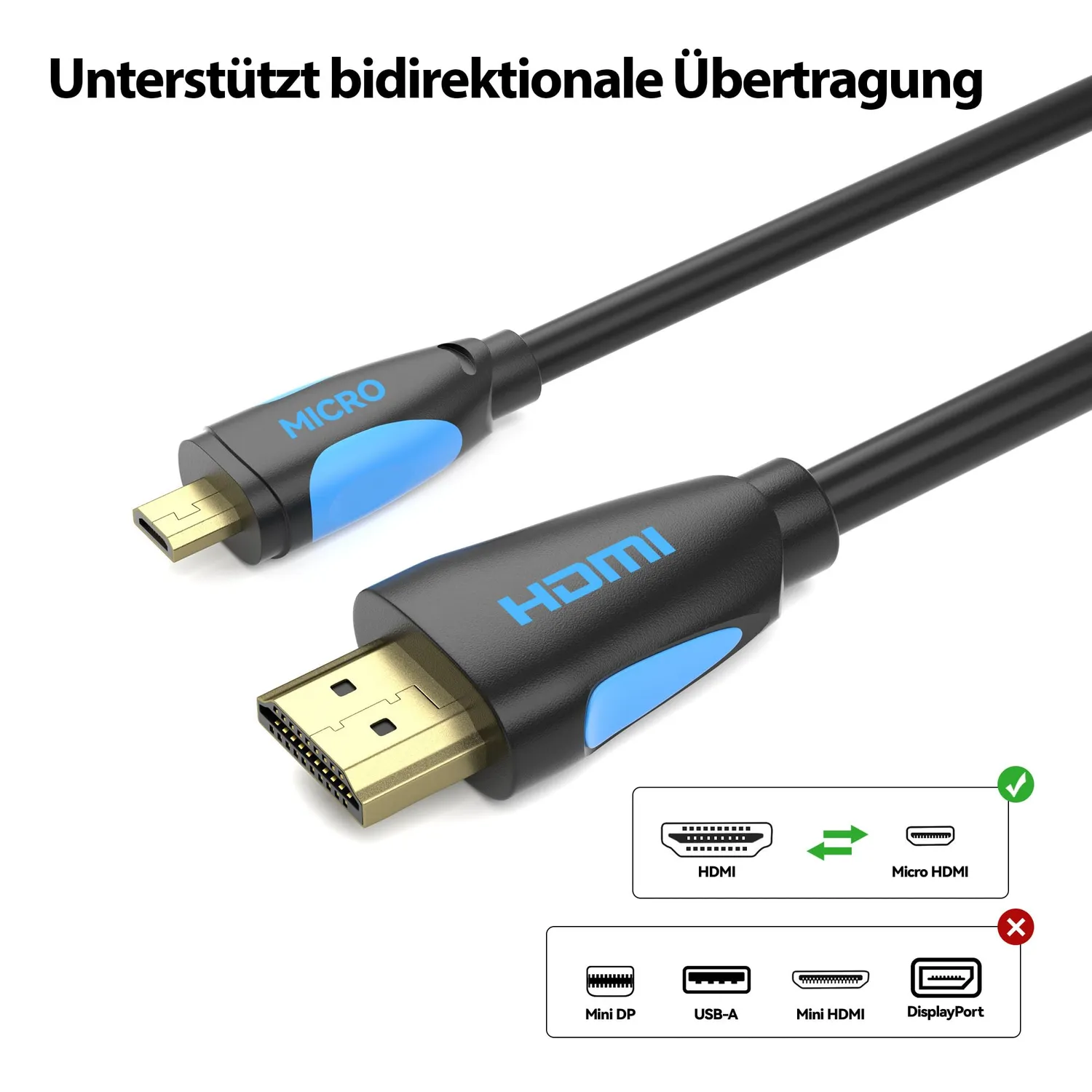 JAMEGA Micro HDMI Kabel 2.0 2m 4K