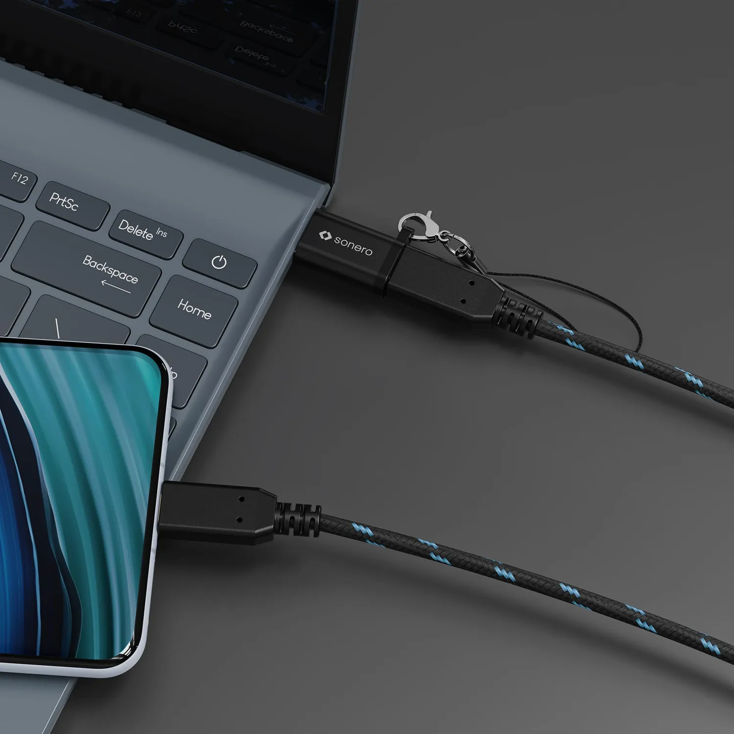 Sonero USB-A auf USB-C Adapter Aluminium schwarz 3A