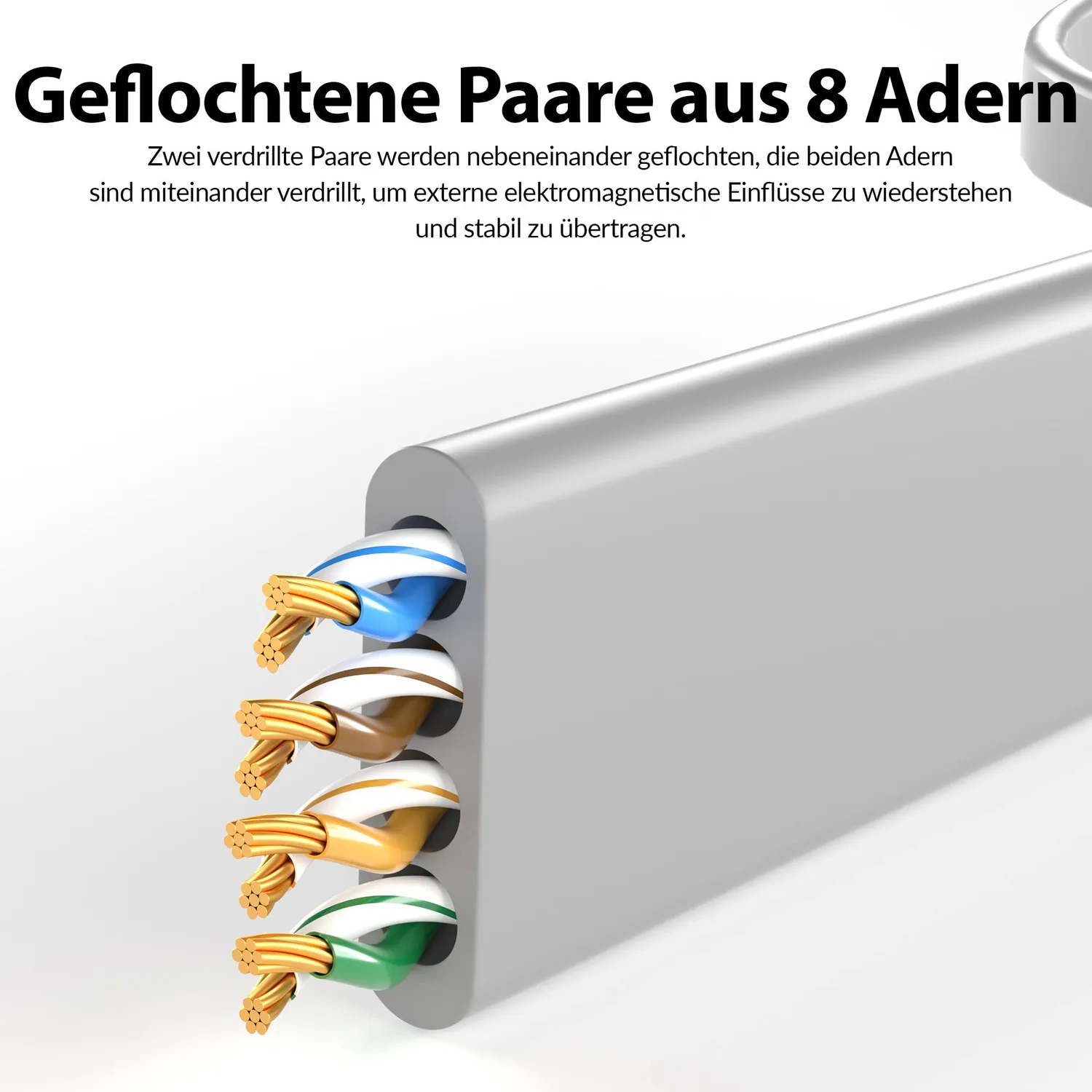 JAMEGA Cat.6 Netzwerkkabel flach 4 m grau 1 Gbit/s