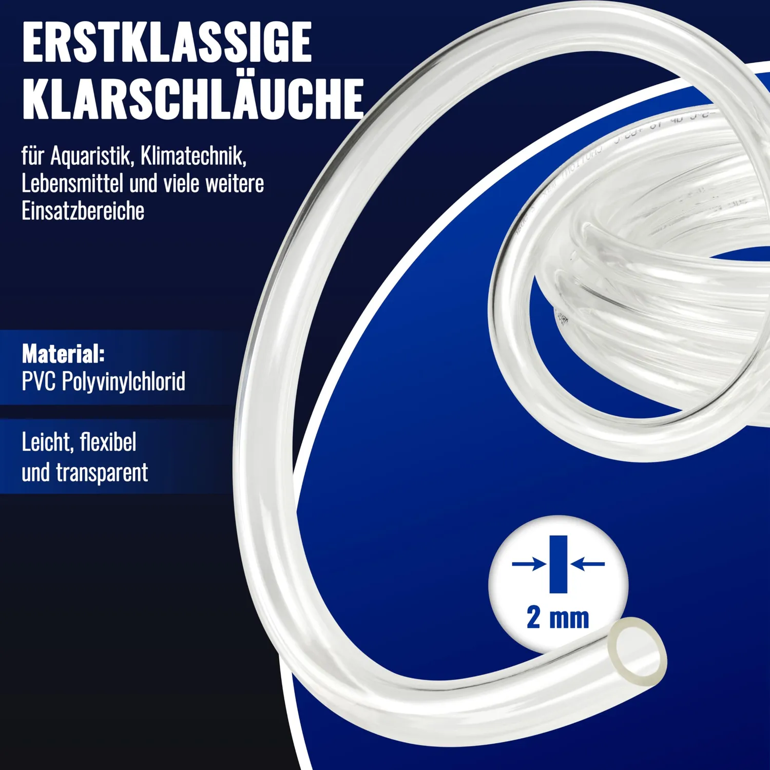 Poppstar PVC Schlauch 10m 10/14mm transparent lebensmittelecht