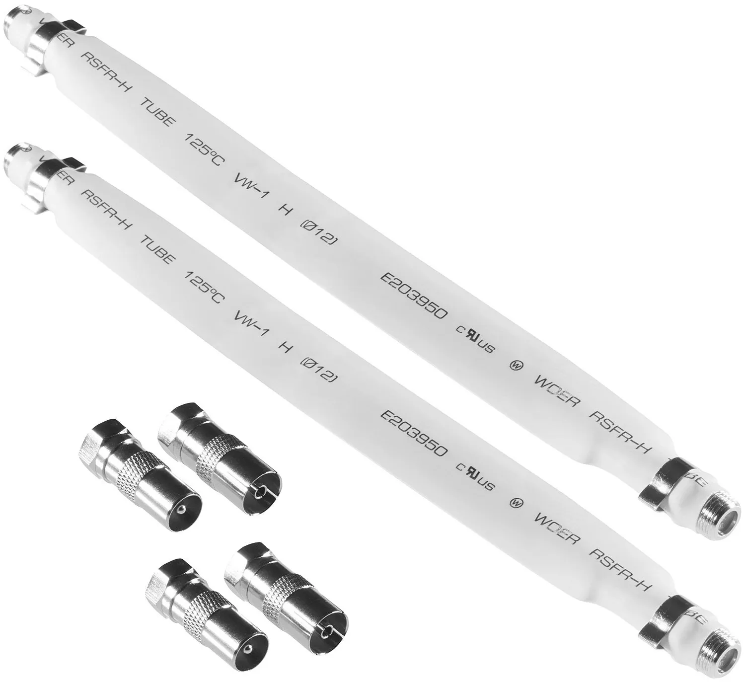 Poppstar SAT Fensterdurchführung 31,5cm 2er-Pack weiß flach