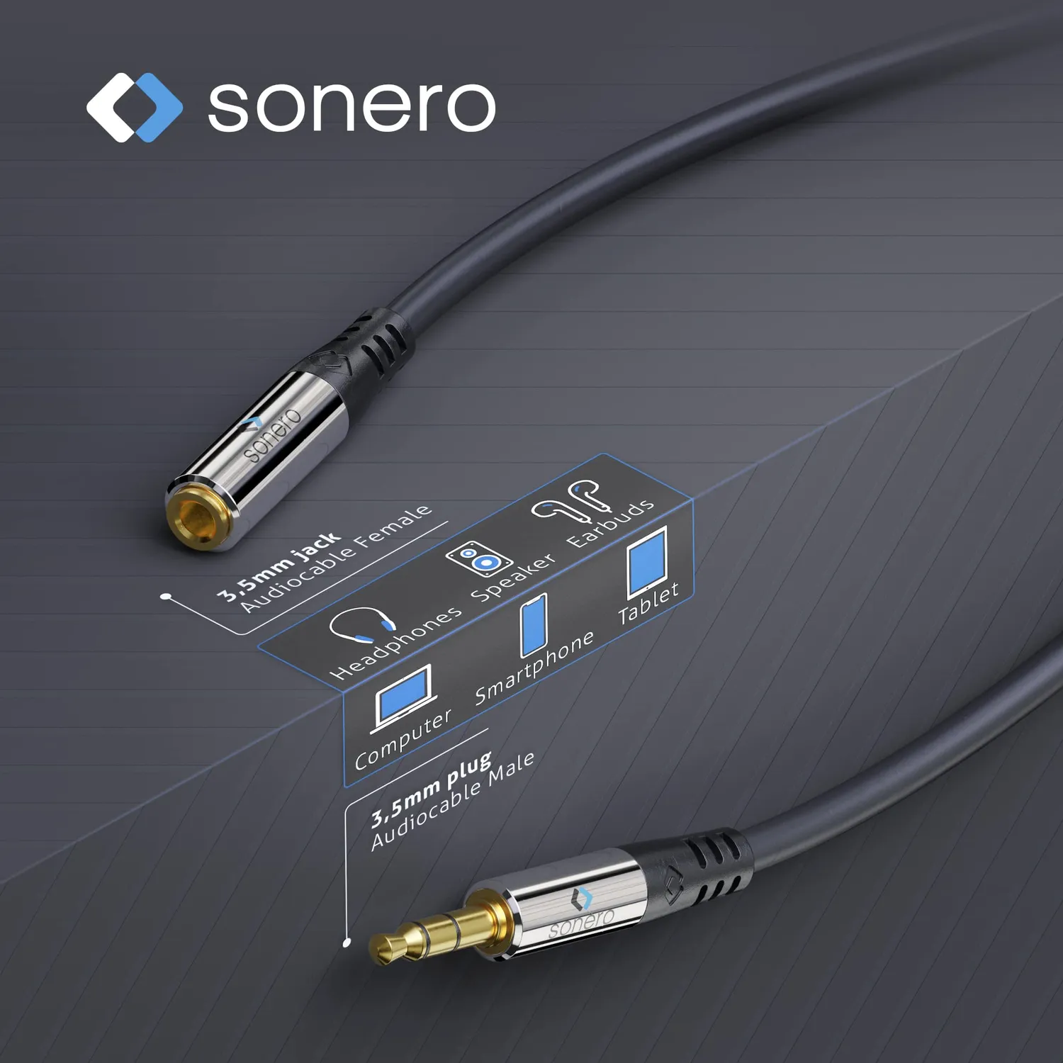 Sonero Premium S-AC550-020 Klinke Verlängerung 2m schwarz