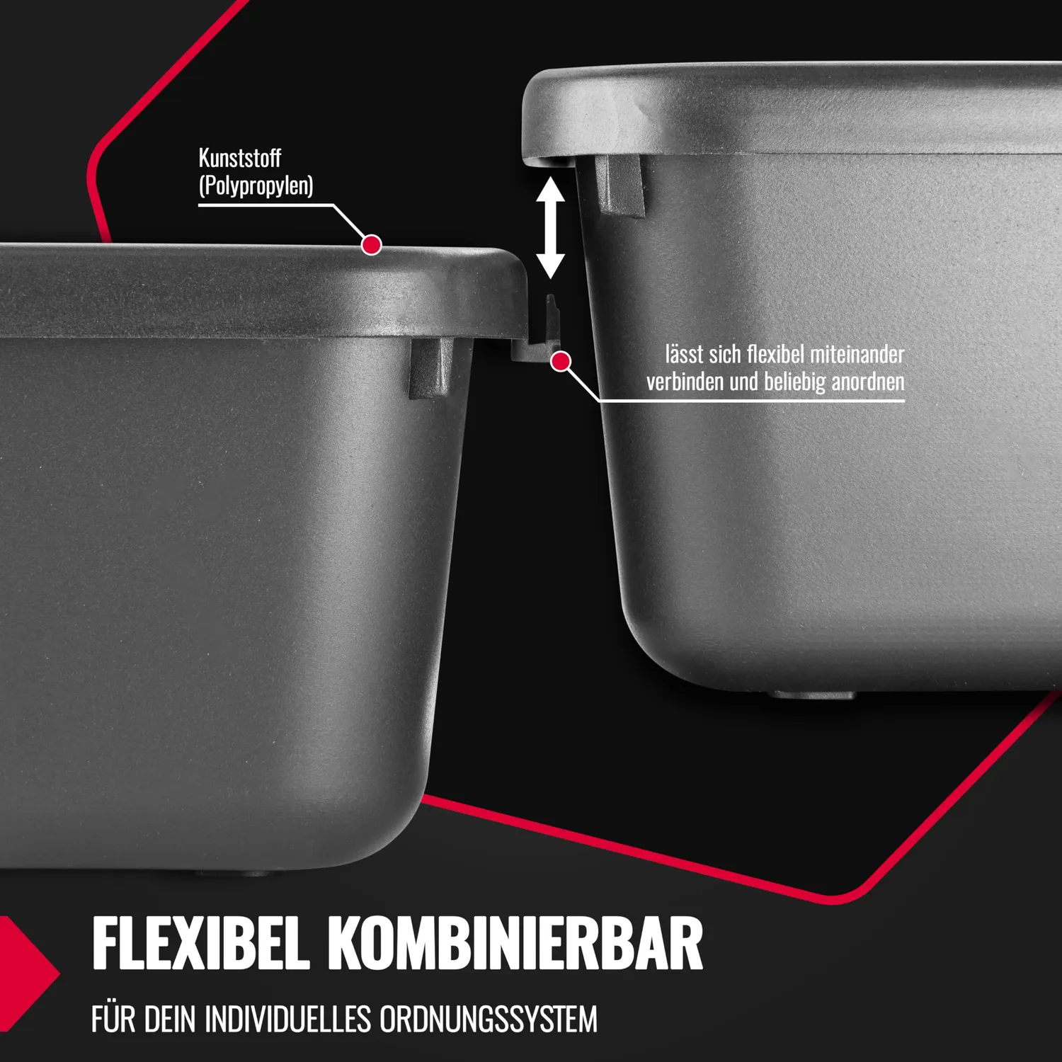 Poppstar Schubladen-Organizer 46tlg schwarz Kunststoff