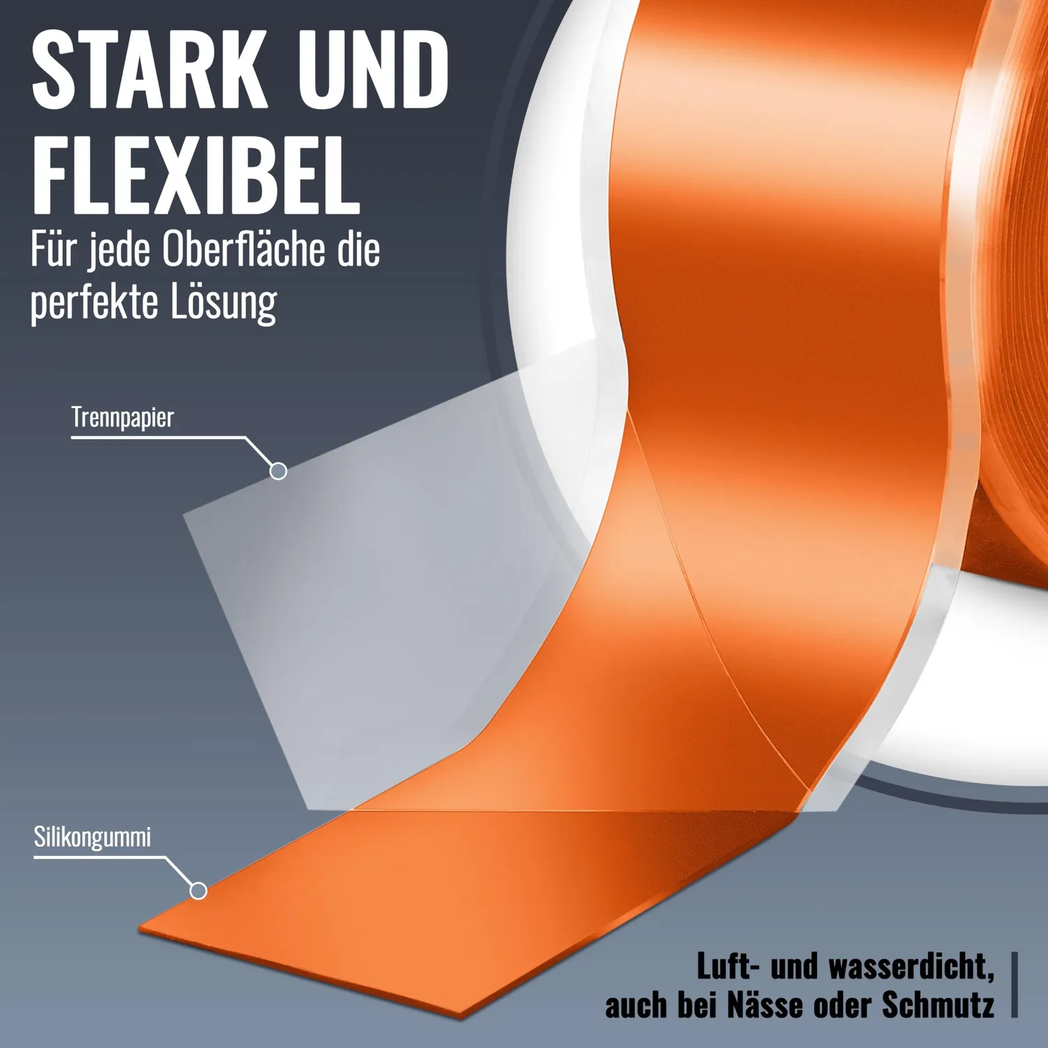 Poppstar Silikonband 3m x 25mm Orange 1 Rolle