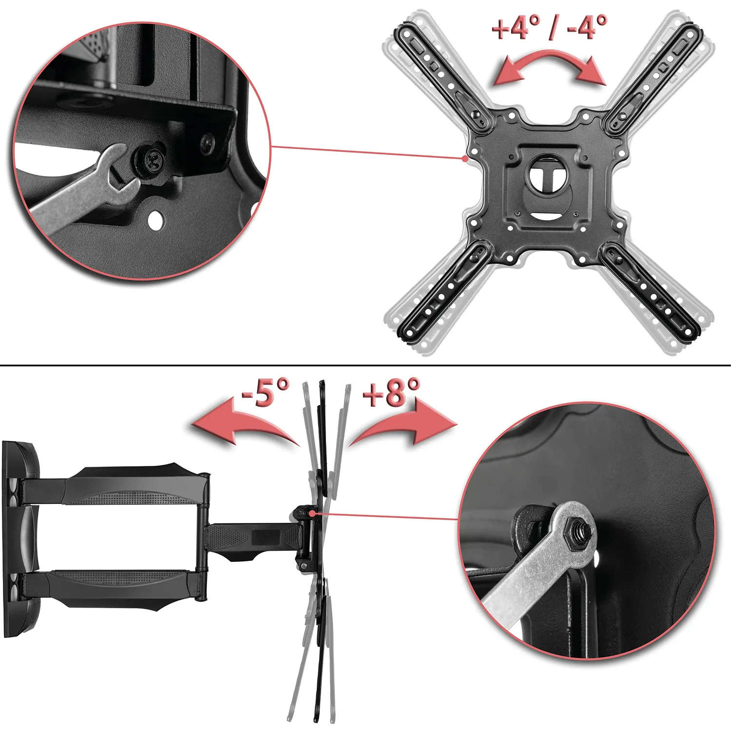 Poppstar TV Wandhalterung schwenkbar 32-55 Zoll 32kg