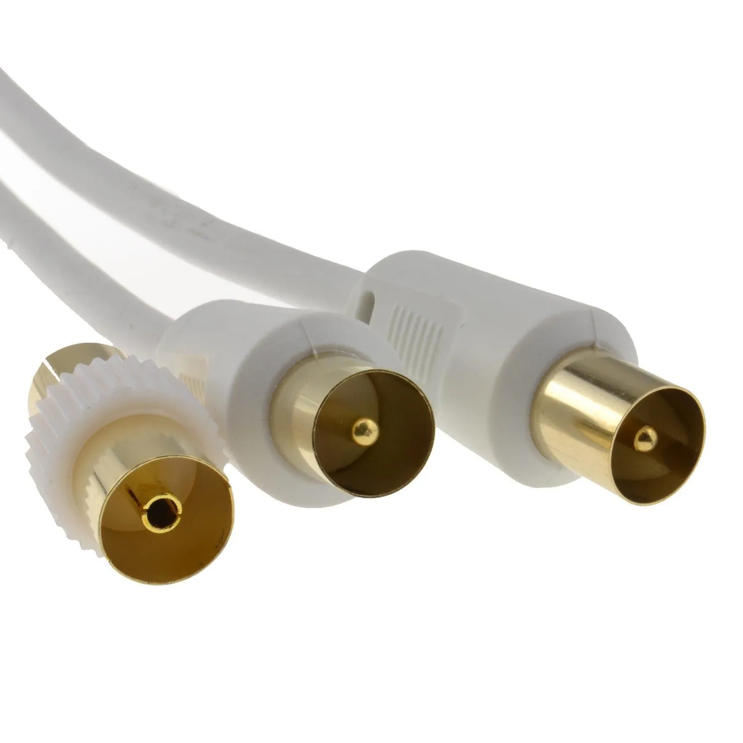 kenable Antennenkabel IEC Stecker-Stecker 5 m weiß Kupplung