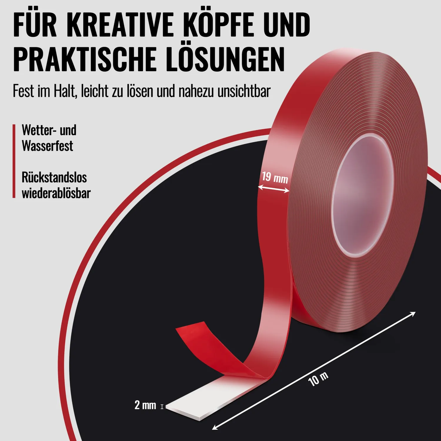 Poppstar Acryl Klebeband doppelseitig 10m transparent
