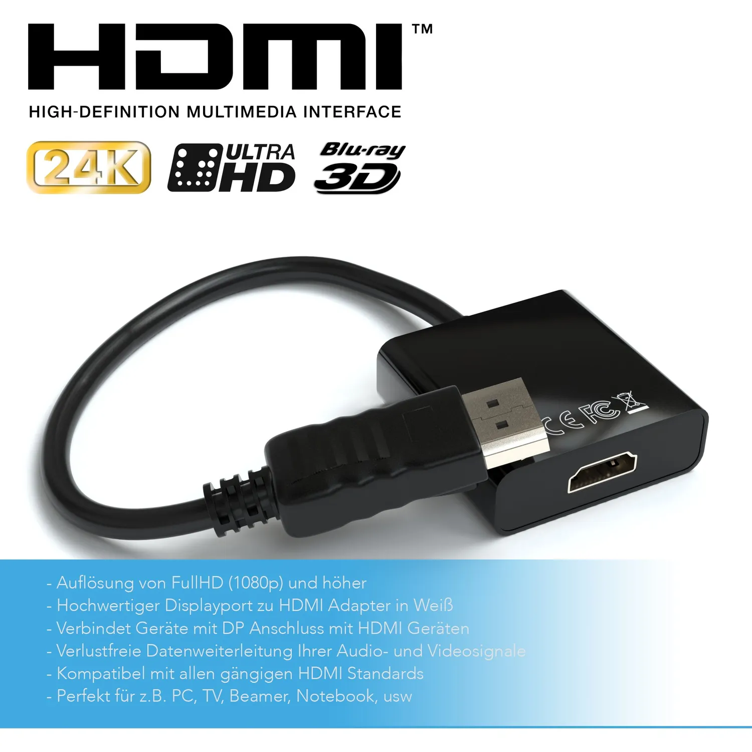 Jamega DisplayPort auf HDMI Adapter schwarz