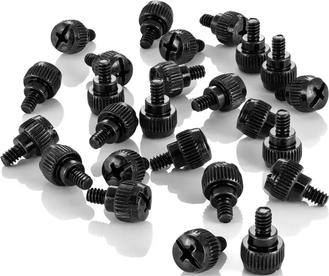 Poppstar Rändelschrauben #6-32 x 6mm PC-Gehäuseschrauben 25 Stück schwarz
