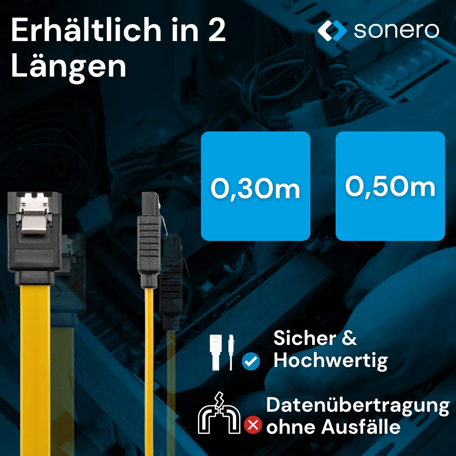Sonero X-SATA010-050G SATA Kabel 0,5m gelb 6Gb/s