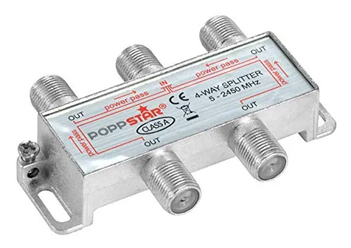 Poppstar Sat-Verteiler 4-fach F-Buchse 5-2450 MHz