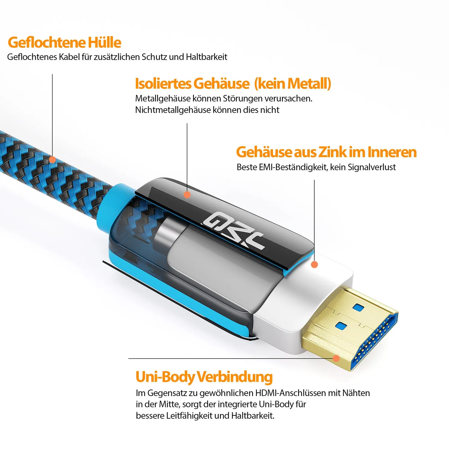 JAMEGA 8K HDMI Kabel 2.1 2m 48Gbps schwarz