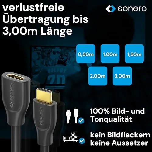 Sonero X-PHC040-015 HDMI Verlängerungskabel 1,5 m 4K