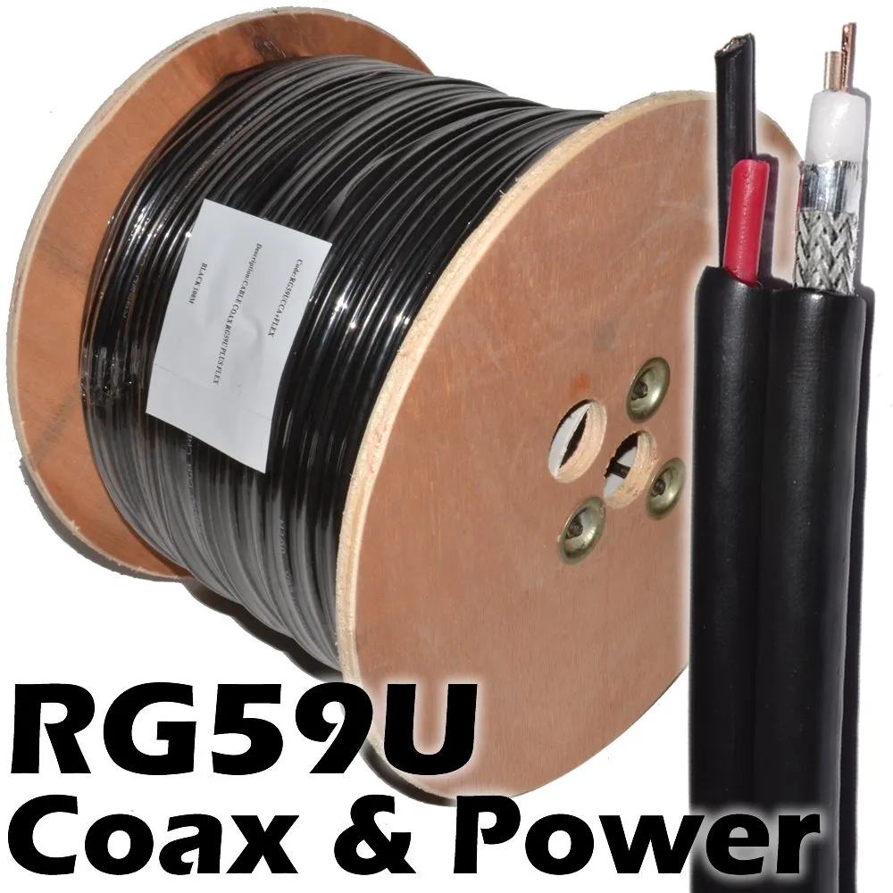 Kenable RG59+2 CCTV Kabel 100m schwarz Koax+Strom